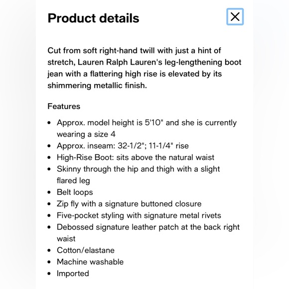 Ralph Lauren women's high-rise Boot Leg Jean. - Picture 9 of 9